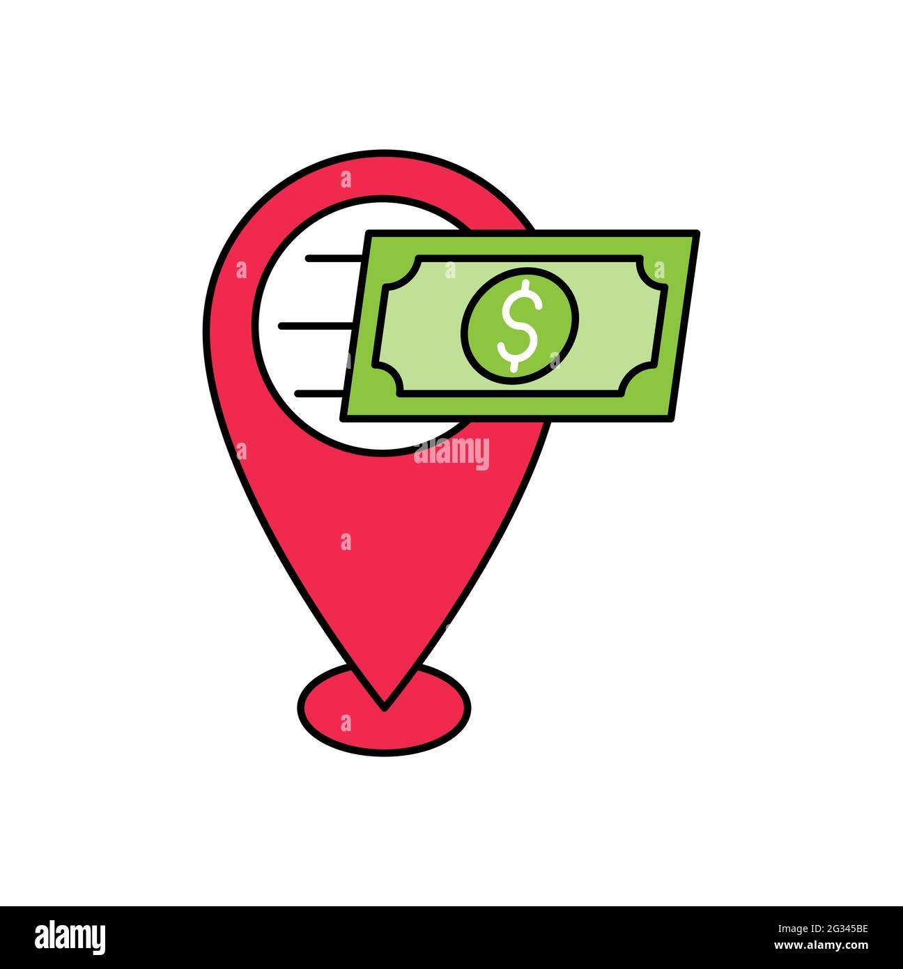 Money Location icon Vector Design. Money cash icon with Location Pin ...