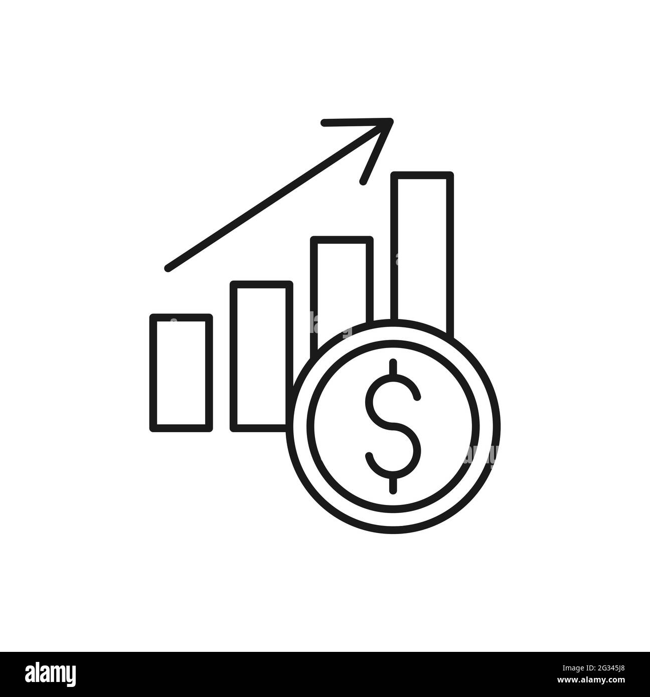 Money Chart icon Vector. Money stats with chart bar growing of rising ...