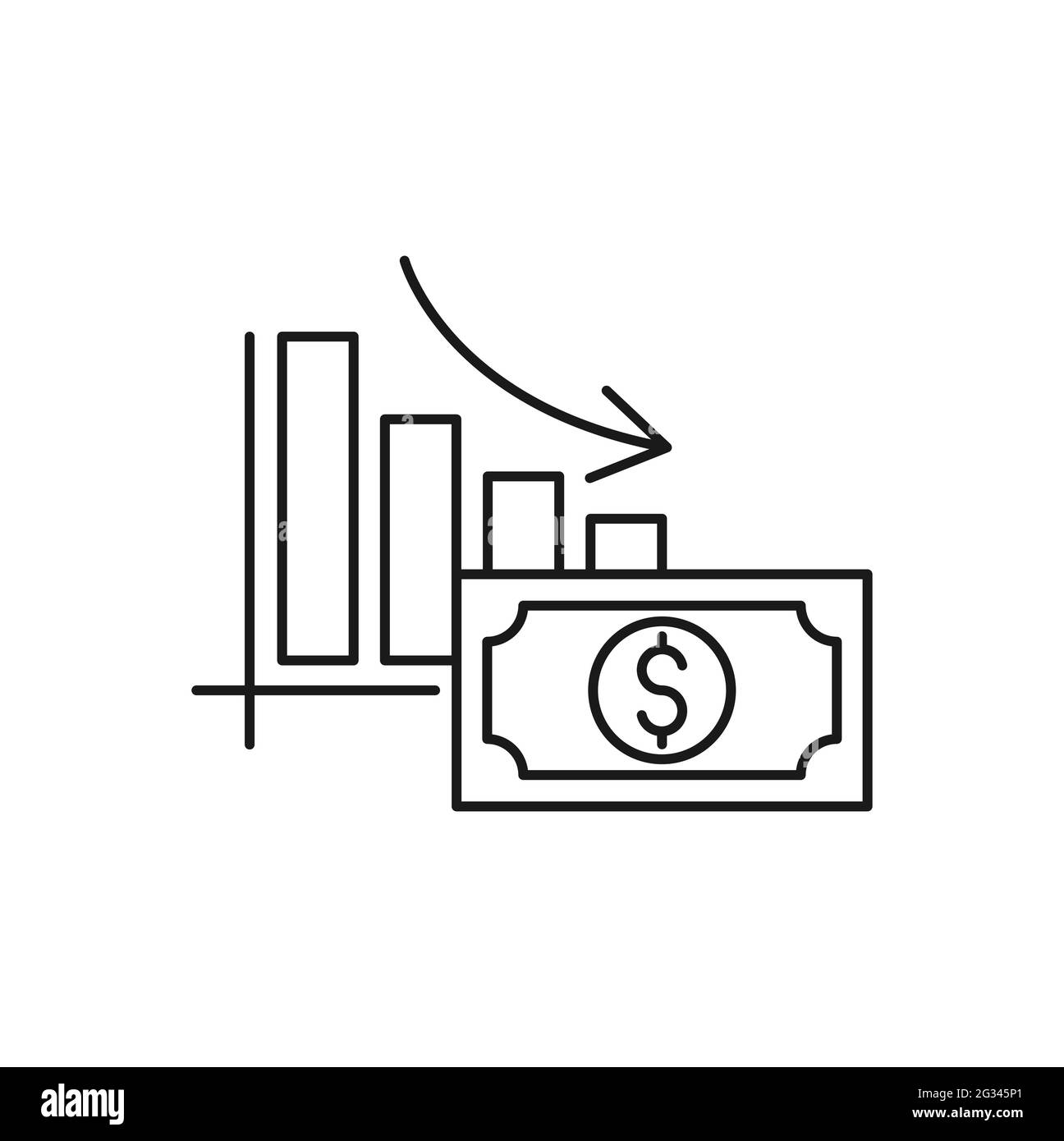 Money Chart icon Vector. Money stats with chart bar growing of rising and falling dollar vector design concept for Payment, Finance, Currency and Trad Stock Vector