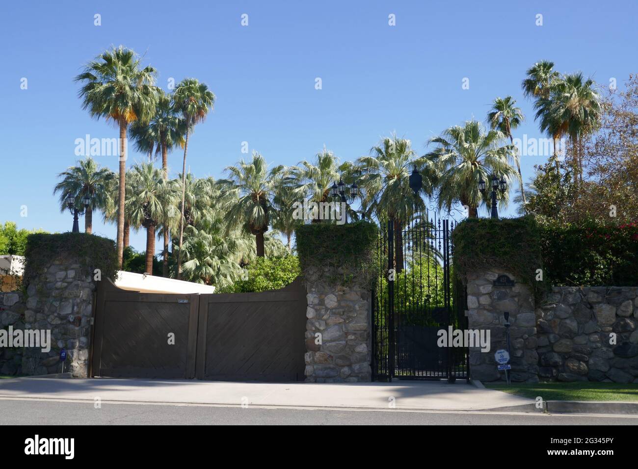 Palm Springs, California, USA 10th June 2021 A general view of atmosphere of actress Ann Miller's former home, and Charlie Rich Former home where he built a guest house 'Villa Paradiso' for actor Cary Grant in Old Las Palmas at 457 Hermosa Place in Palm Springs, California, USA. Photo by Barry King/Alamy Stock Photo Stock Photo