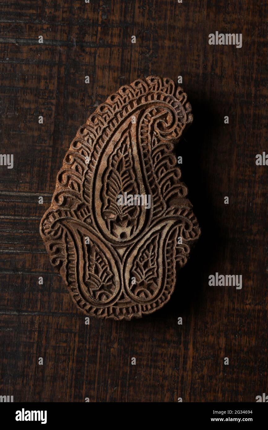 Traditional Indian wood block pattern for textile printing on rustic