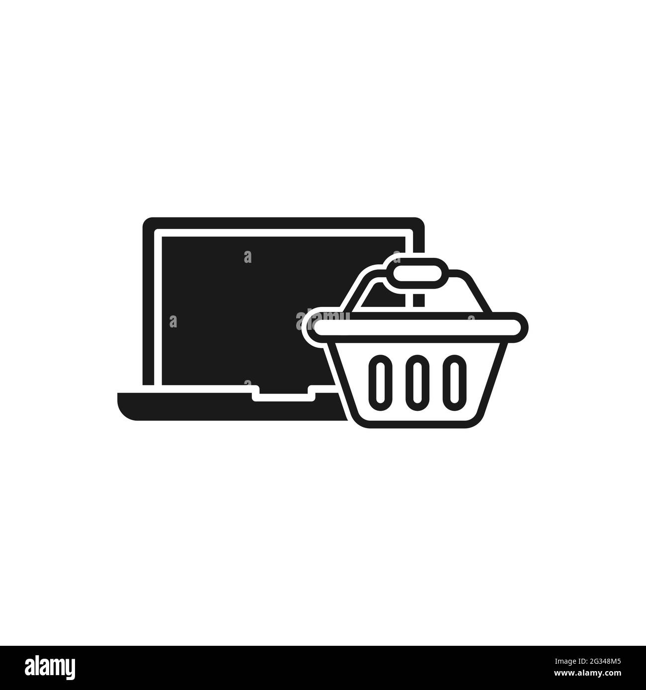 Shopping Cart with Laptop icon Vector Design. Shopping Cart icon with ...