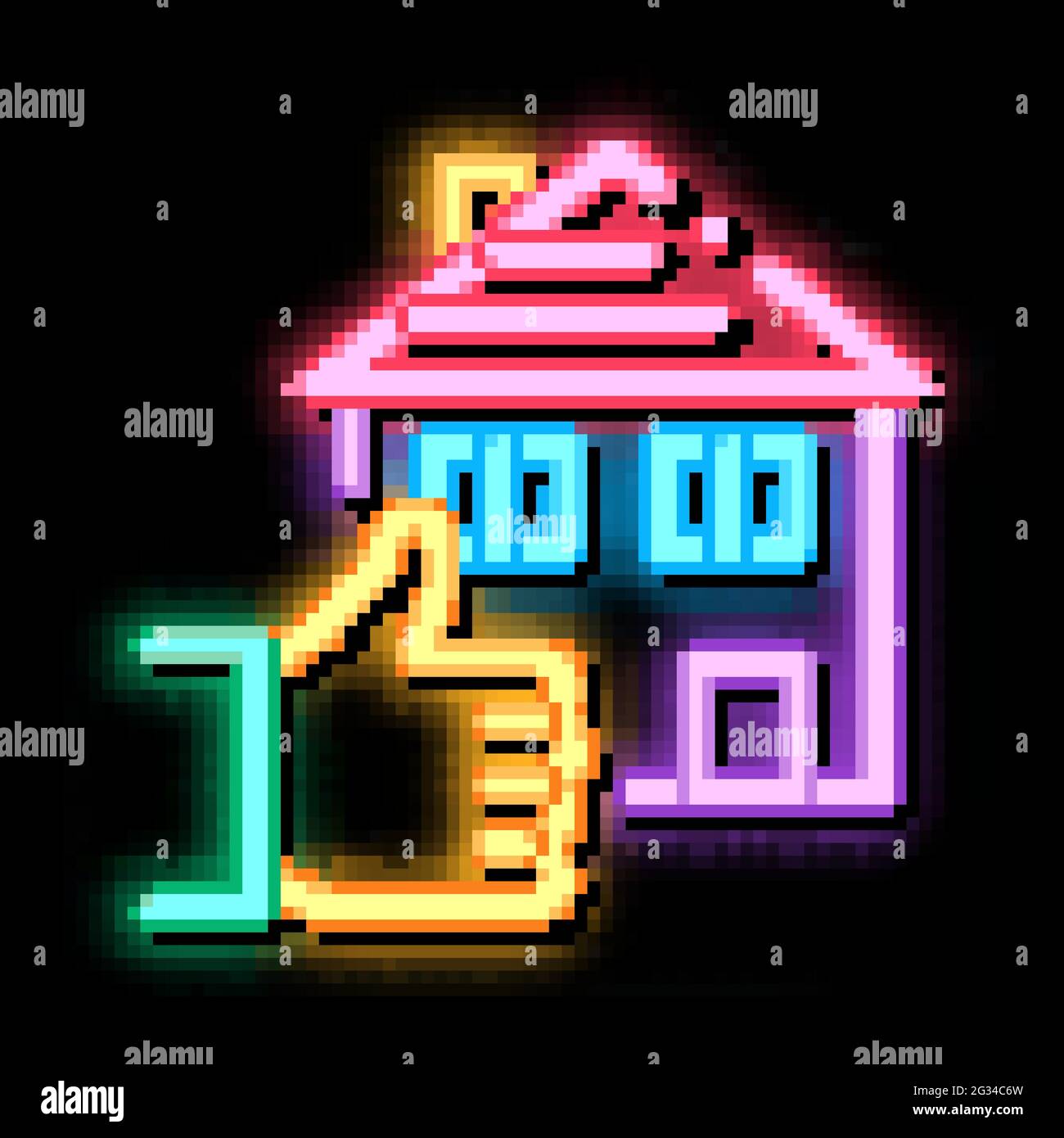 house hand gesture show like neon glow icon illustration Stock Vector ...