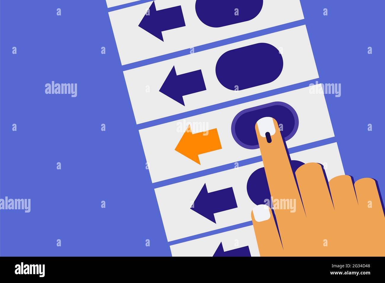 Hand casting vote in Electronic voting machine Stock Vector