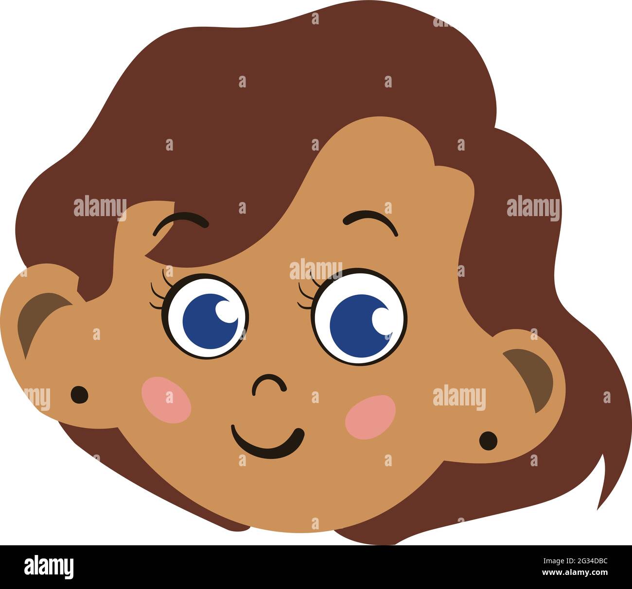 Blushing Face. Cute and Adorable Kid dressed as Doctor. Cute Face with Innocent Expressions and Brown Hair looking Happy. Smiling Face. Happy Face. Stock Vector