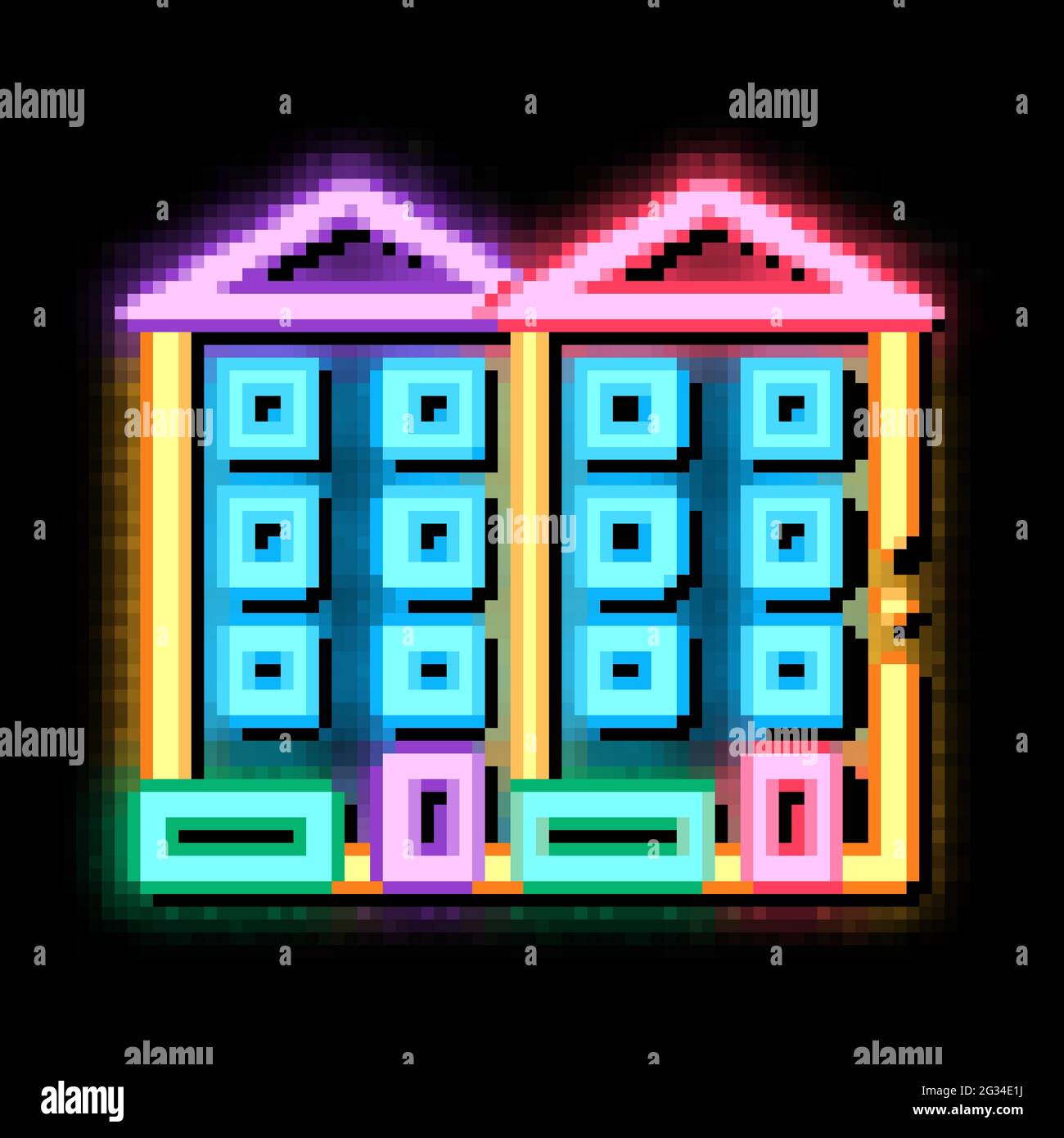 apartment houses neon glow icon illustration Stock Vector Image & Art ...
