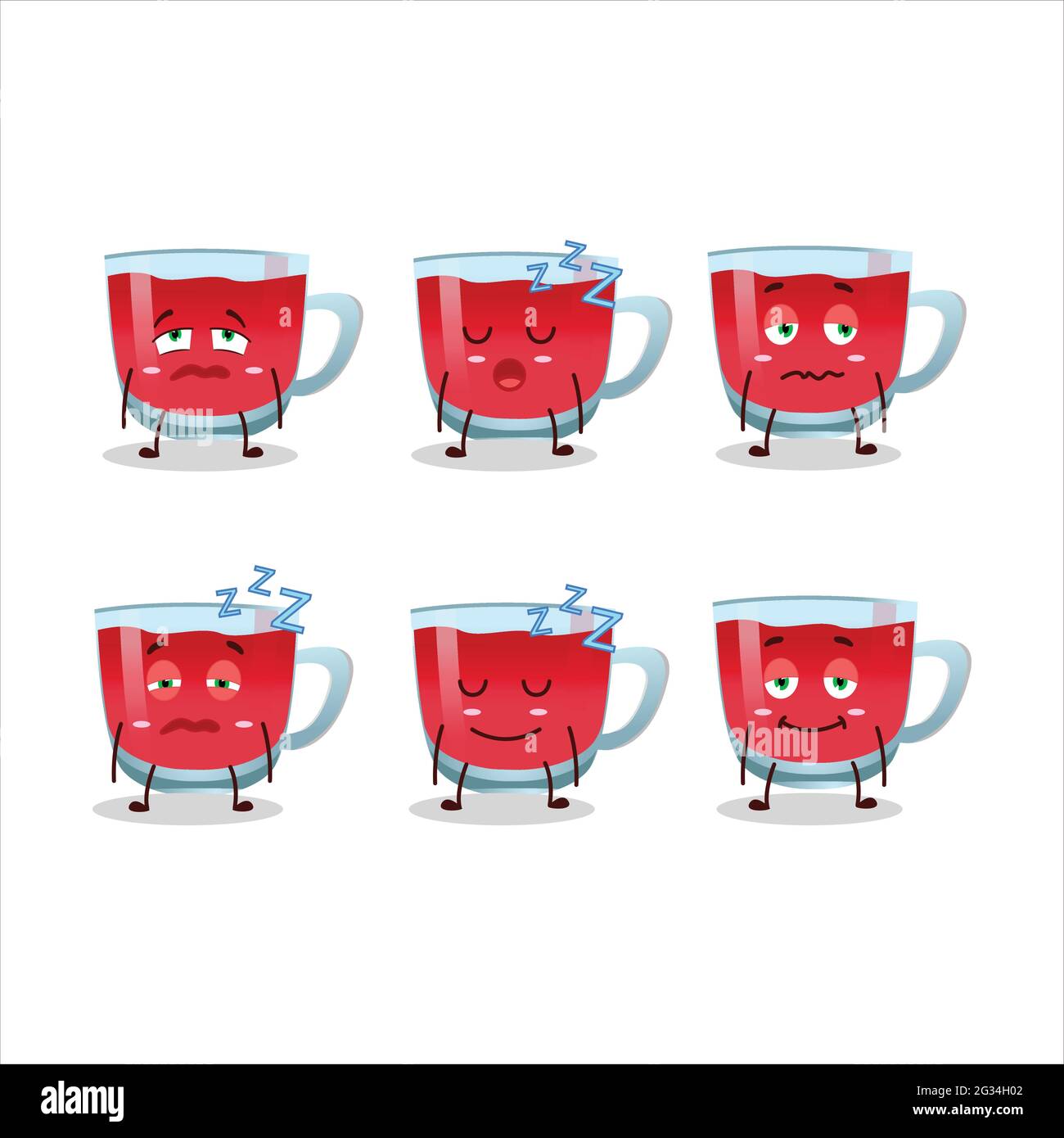 Cartoon character of rooibos tea with sleepy expression. Vector