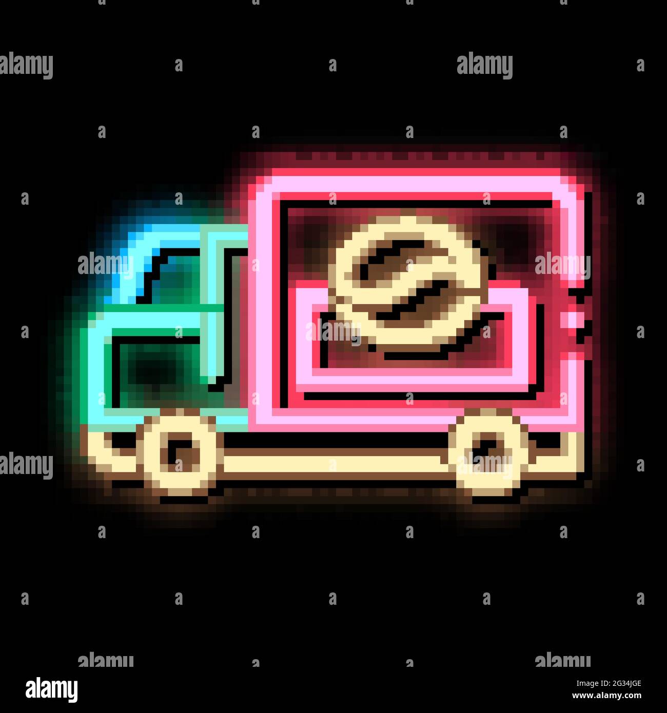coffee production delivery neon glow icon illustration Stock Vector ...