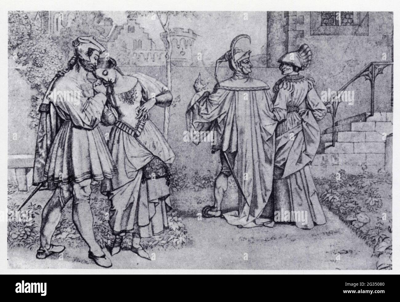 Peter von Cornelius.1783-1867.Faust et Marguerite dans le jardin.1810 ...