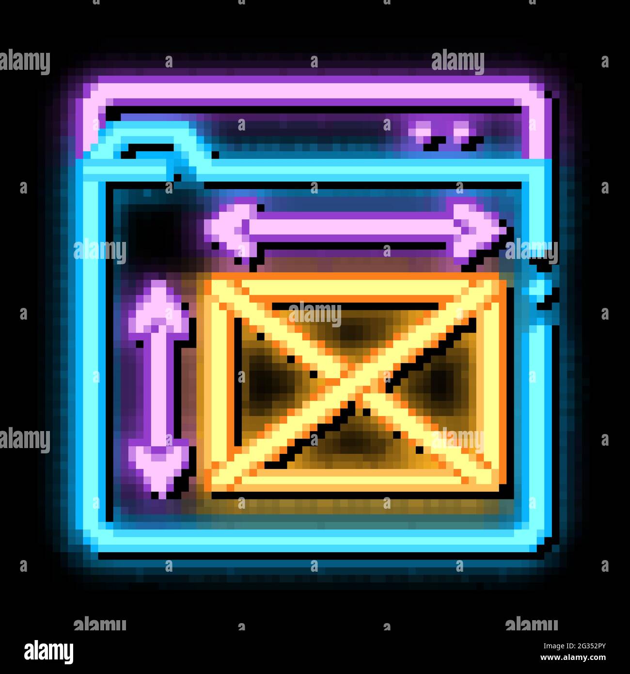 front end web design sizes neon glow icon illustration Stock Vector ...