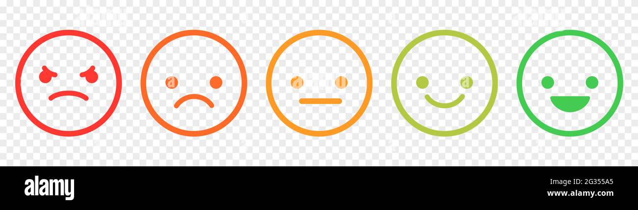 Set of emoticons with different moods. Line art style. Emoji from bad ...