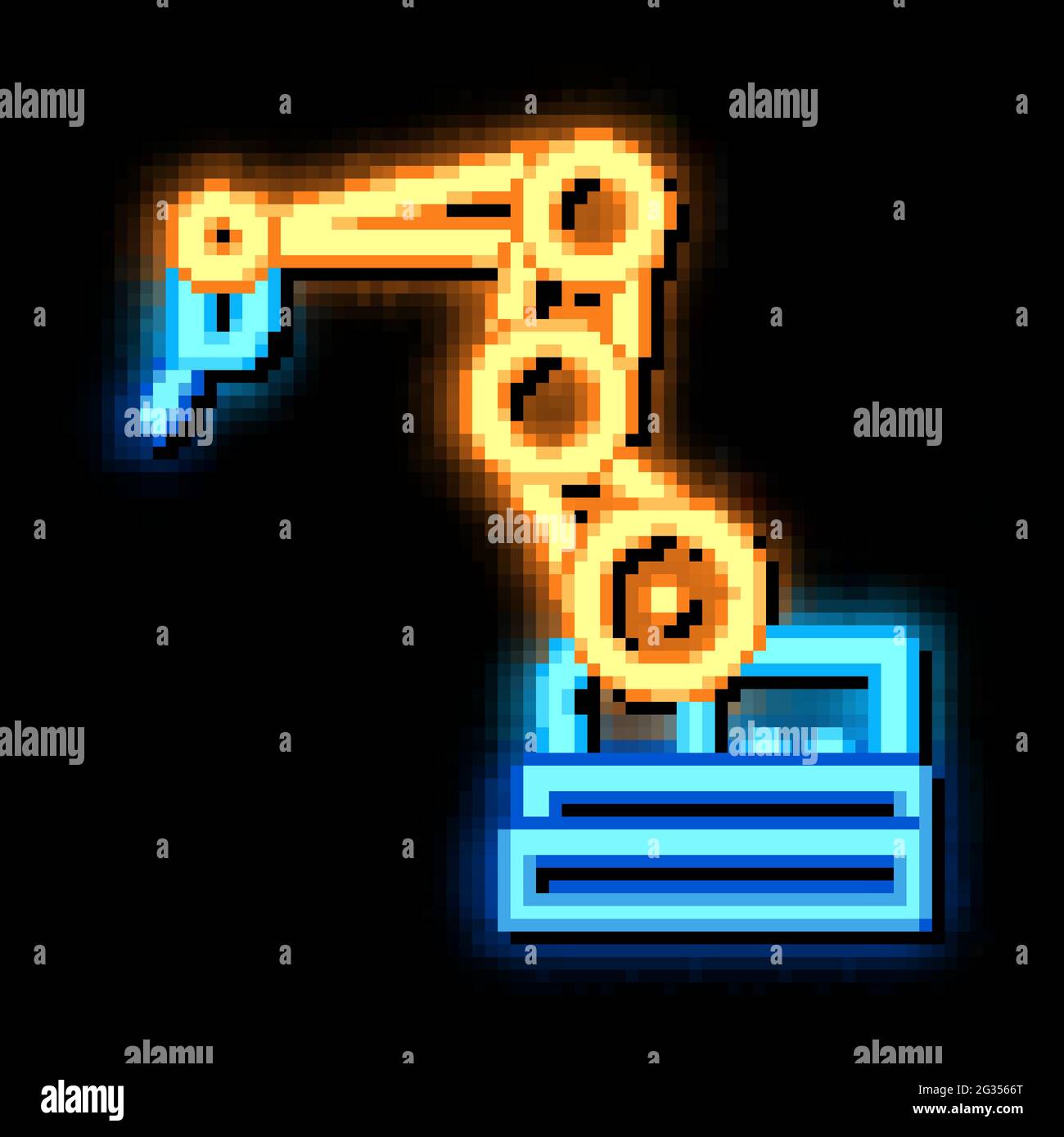 manufacturing robotic arm neon glow icon illustration Stock Vector ...