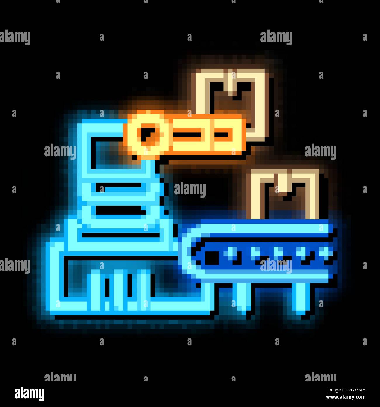 robotic manufacturing neon glow icon illustration Stock Vector Image ...