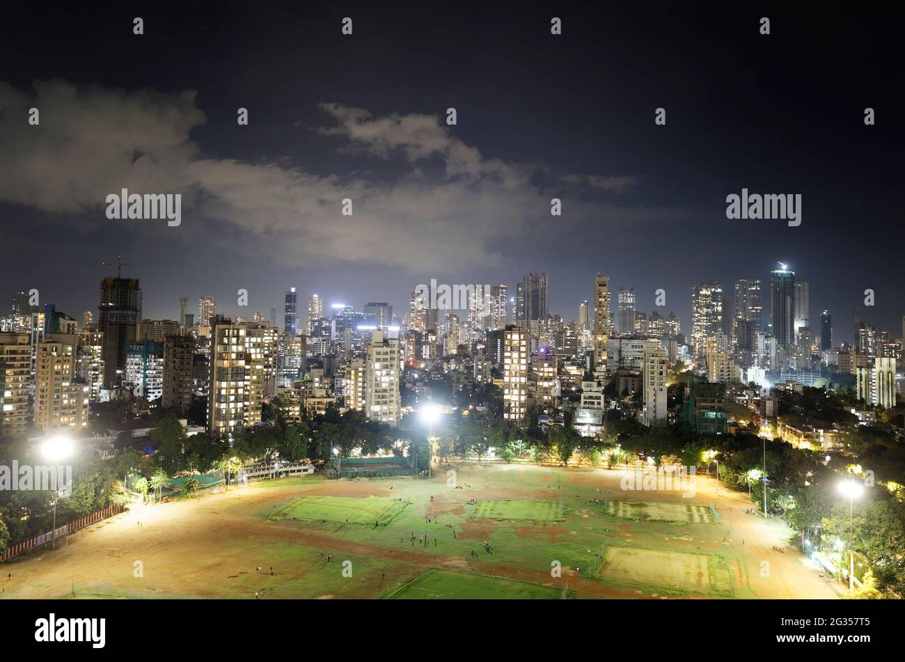 Mumbai Skyline in rainy season showing the skyscrapers and old