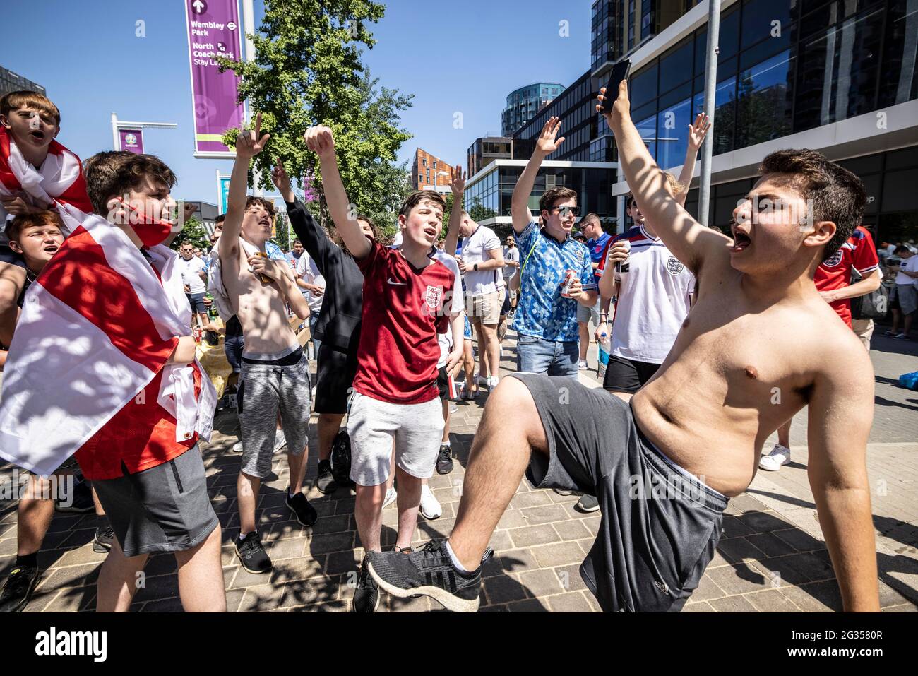 England Fans Outside Wembley Stadium After The England V Croatia Hi Res