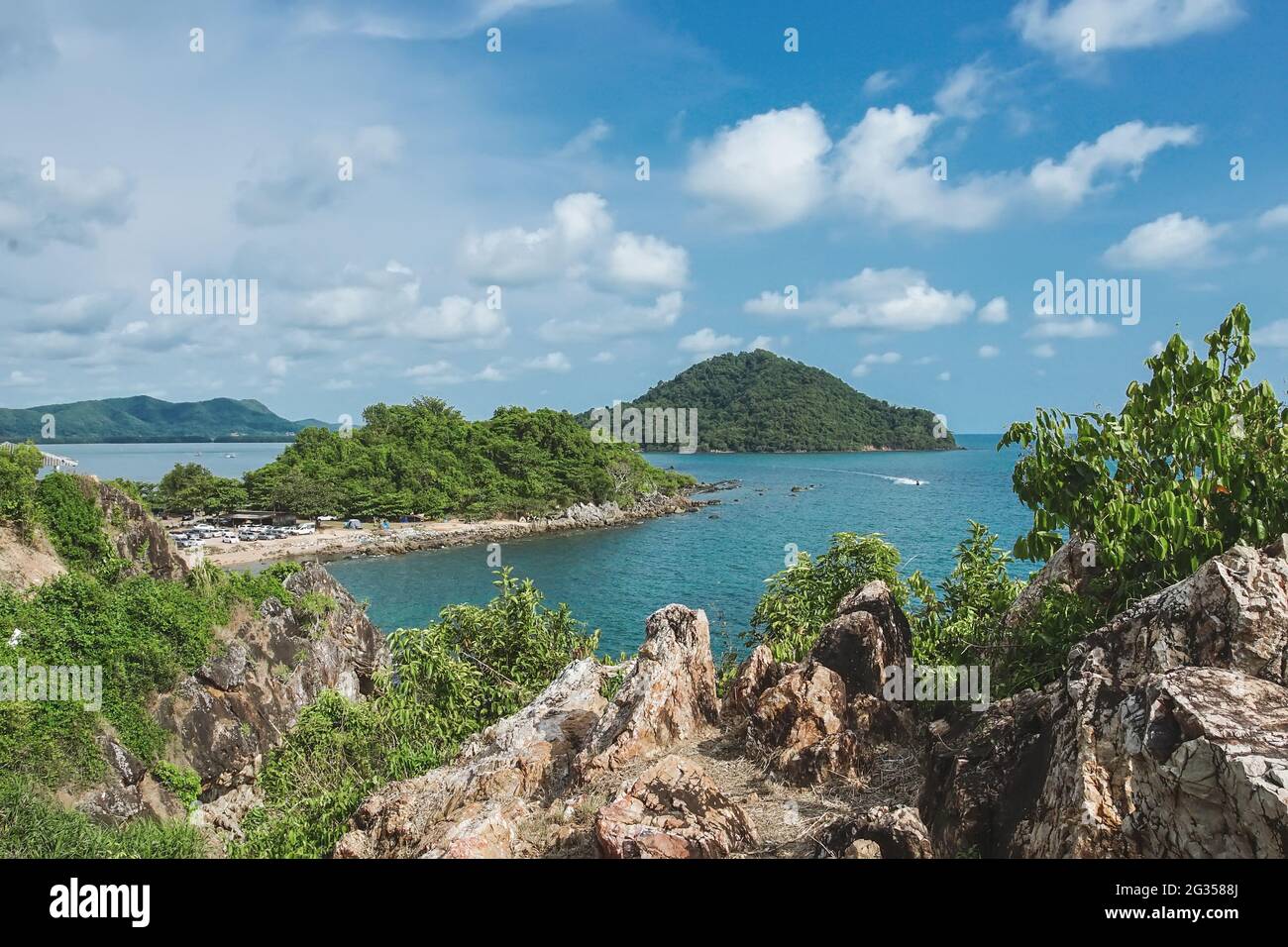 Scenery of sea side from Noen Nang Phaya Viewpoint in Chanthaburi province, Thailand. Stock Photo