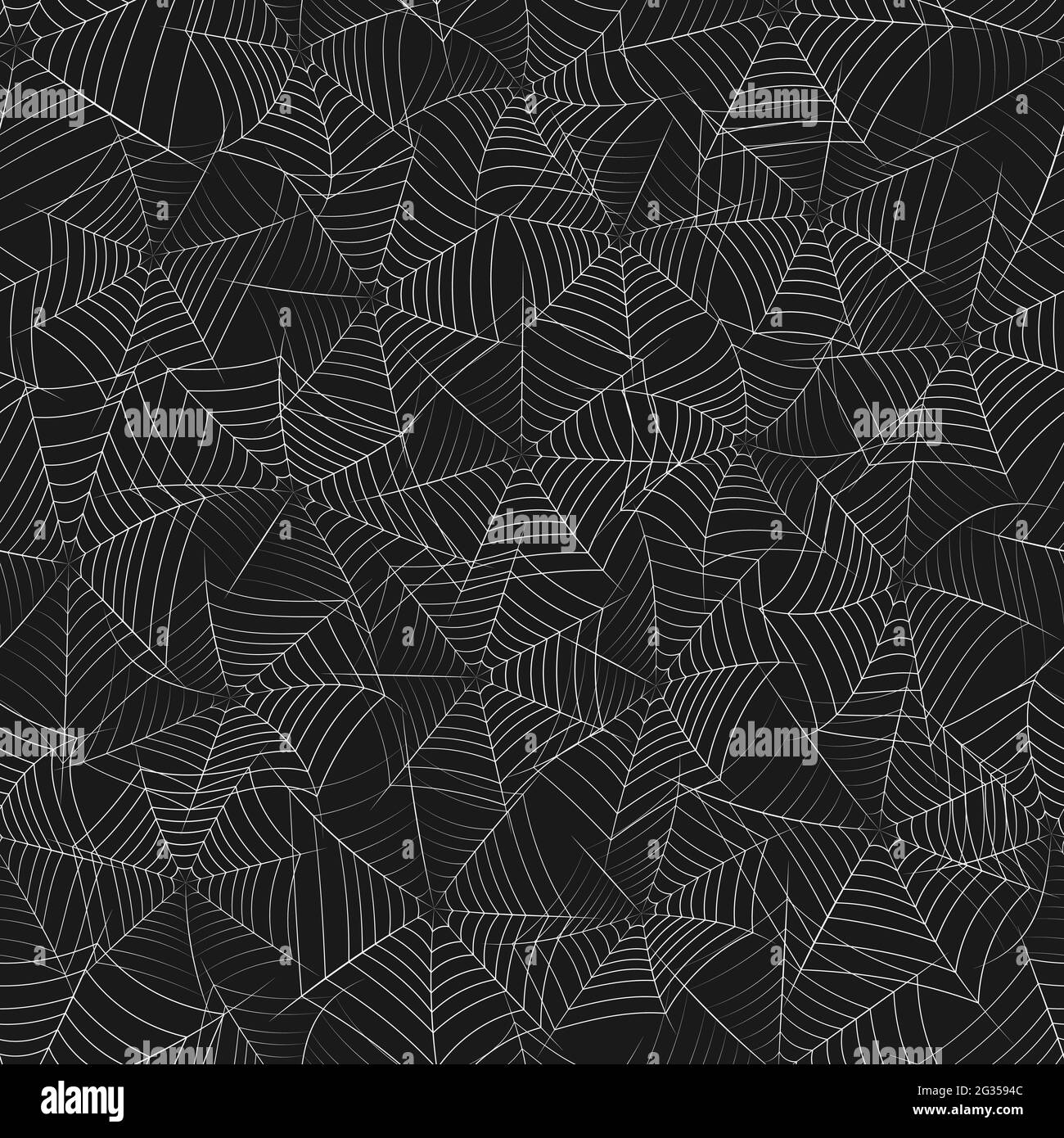 Vector seamless texture with grayscale spider web on a black background. Stock Vector