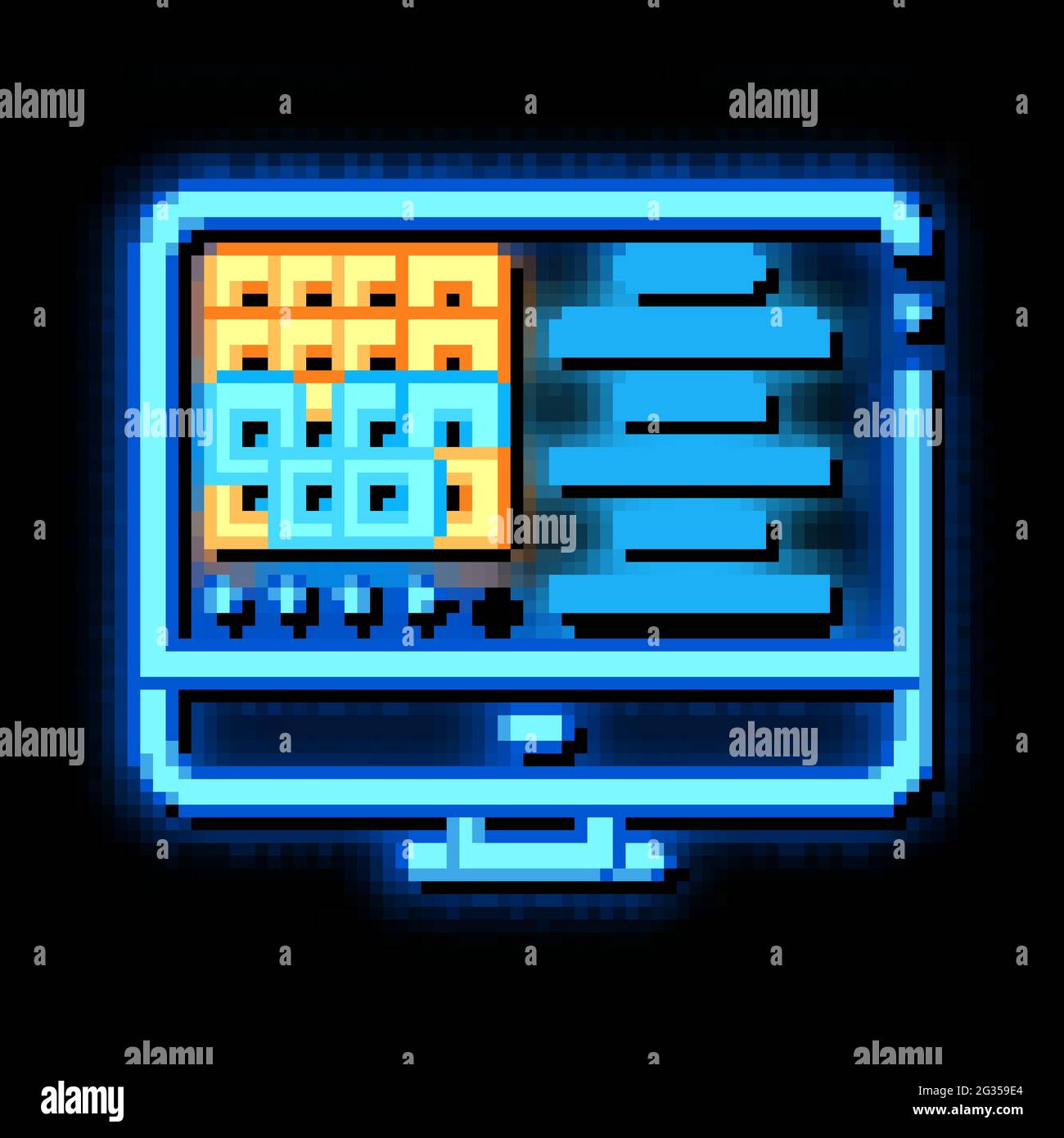 manufacturing computer automation control neon glow icon illustration
