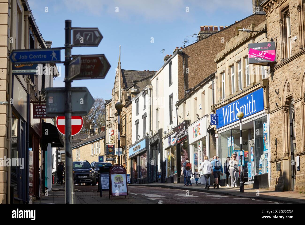 Clitheroe town centre Castle Street Ribble Valley in Lancashire Stock Photo