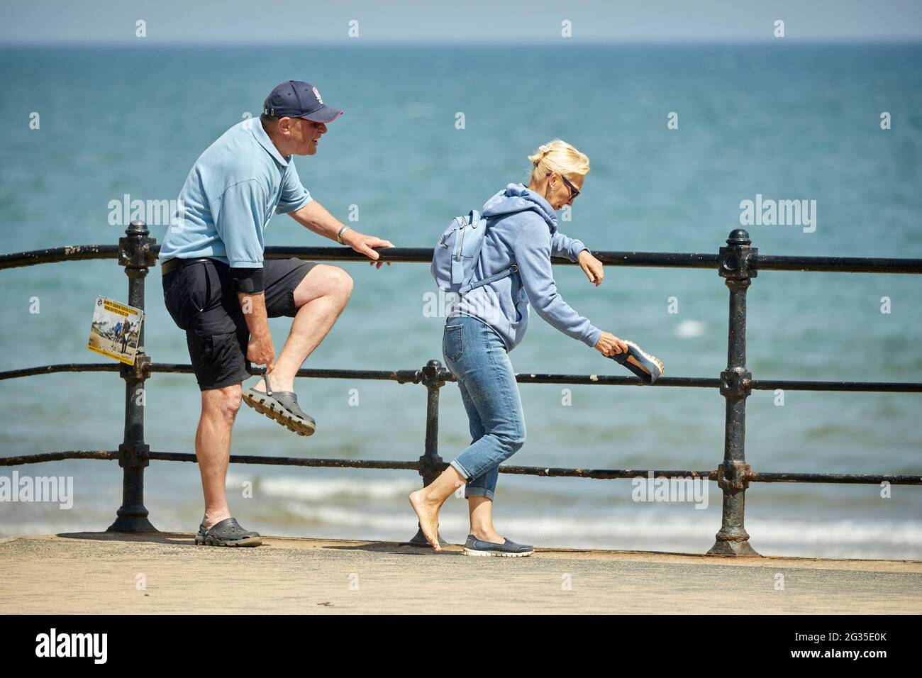 Saltburn-by-the-Sea, a seaside town in Redcar and Cleveland, North Yorkshire, England. sand in your shoes Stock Photo