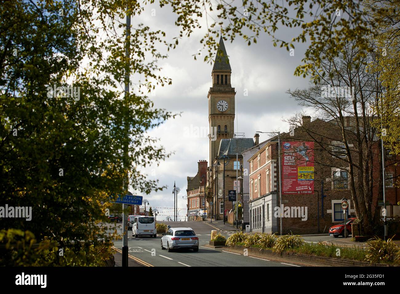 Chorley Town Centre Italianate style Town hall by architect John Ladds and William Henry Powell Stock Photo