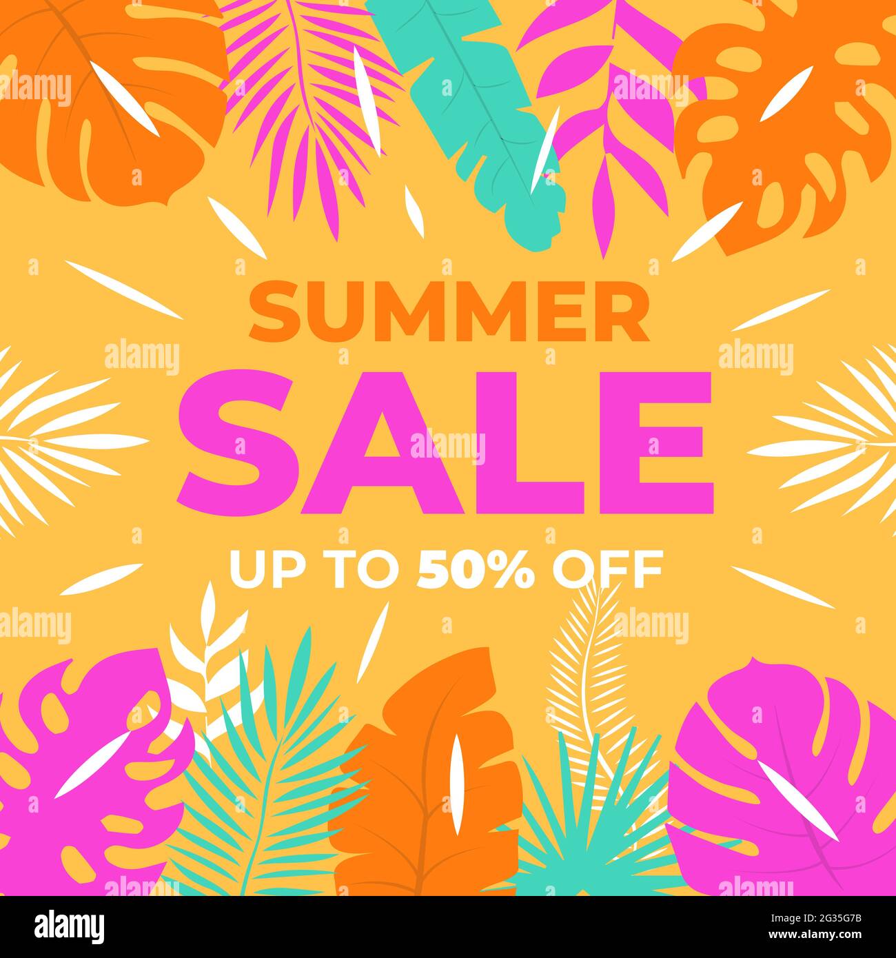 Summer sale Background with tropical leaves for poster and banner Stock ...
