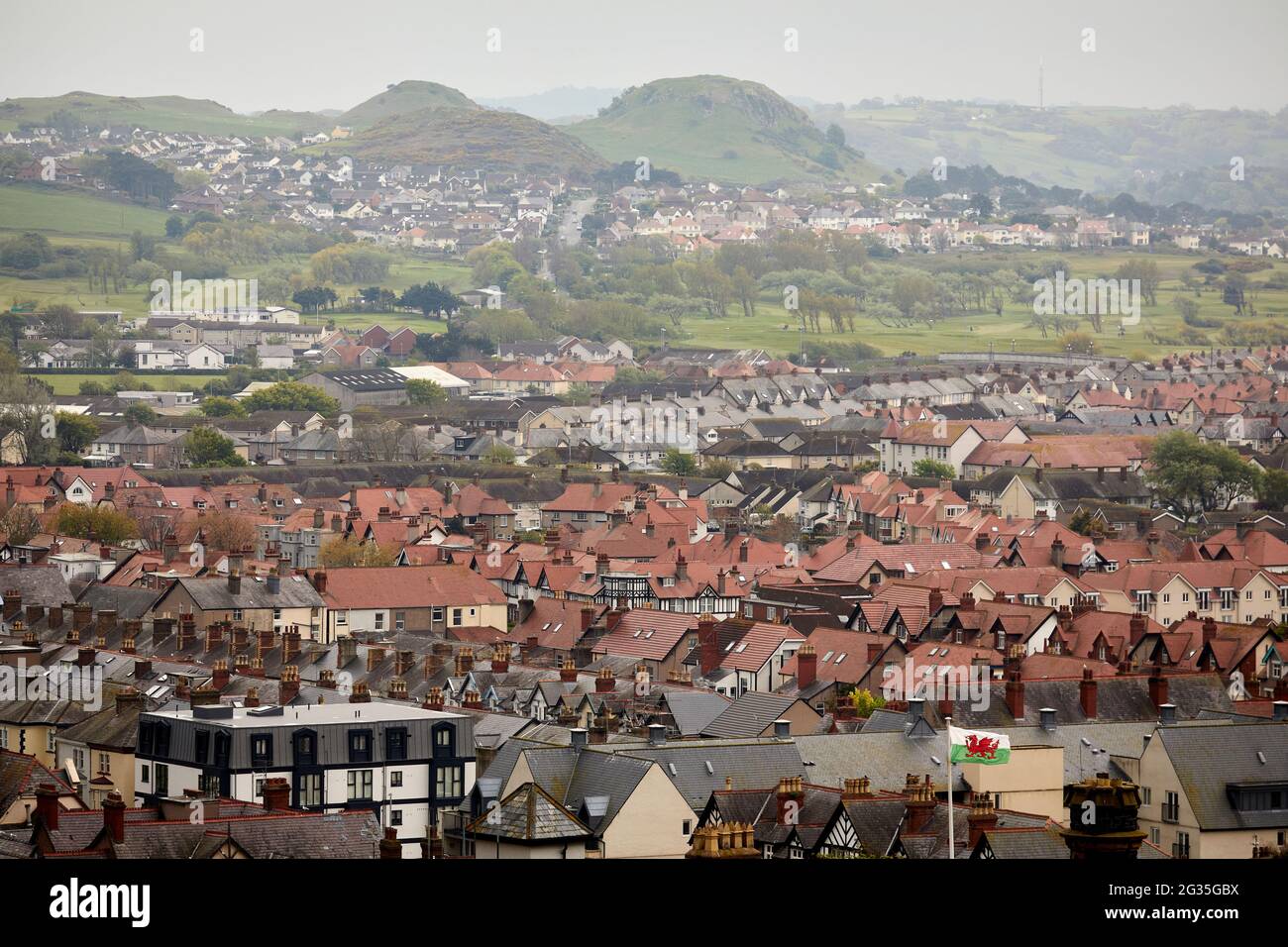 Coastal seaside resort town Llandudno North Wales view from the Great