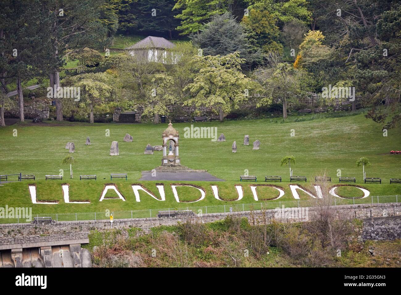 Coastal seaside resort town Llandudno North Wales Happy Valley Botanical Gardens Stock Photo