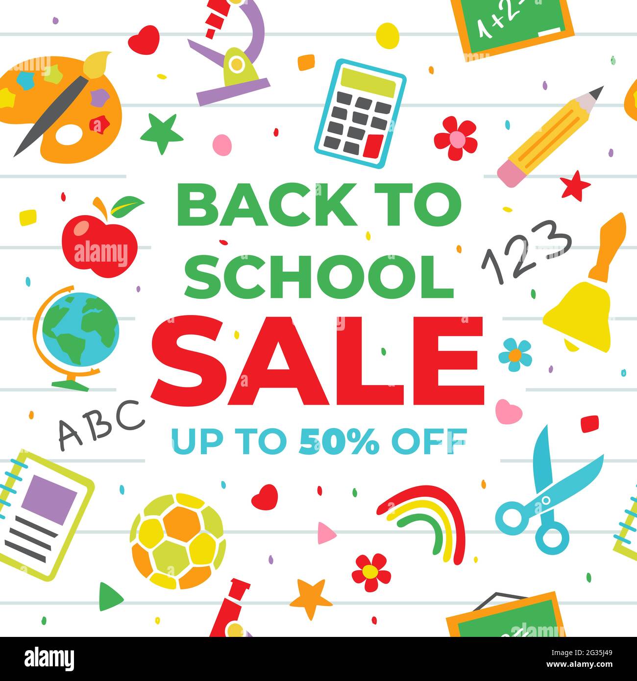 Back to school Sale illustration for poster and banner Stock Vector