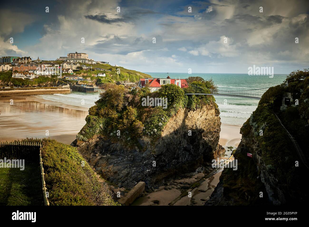 CORNISH costal town Newquay, Cornwall. Newquay Bay into Towan Beach and