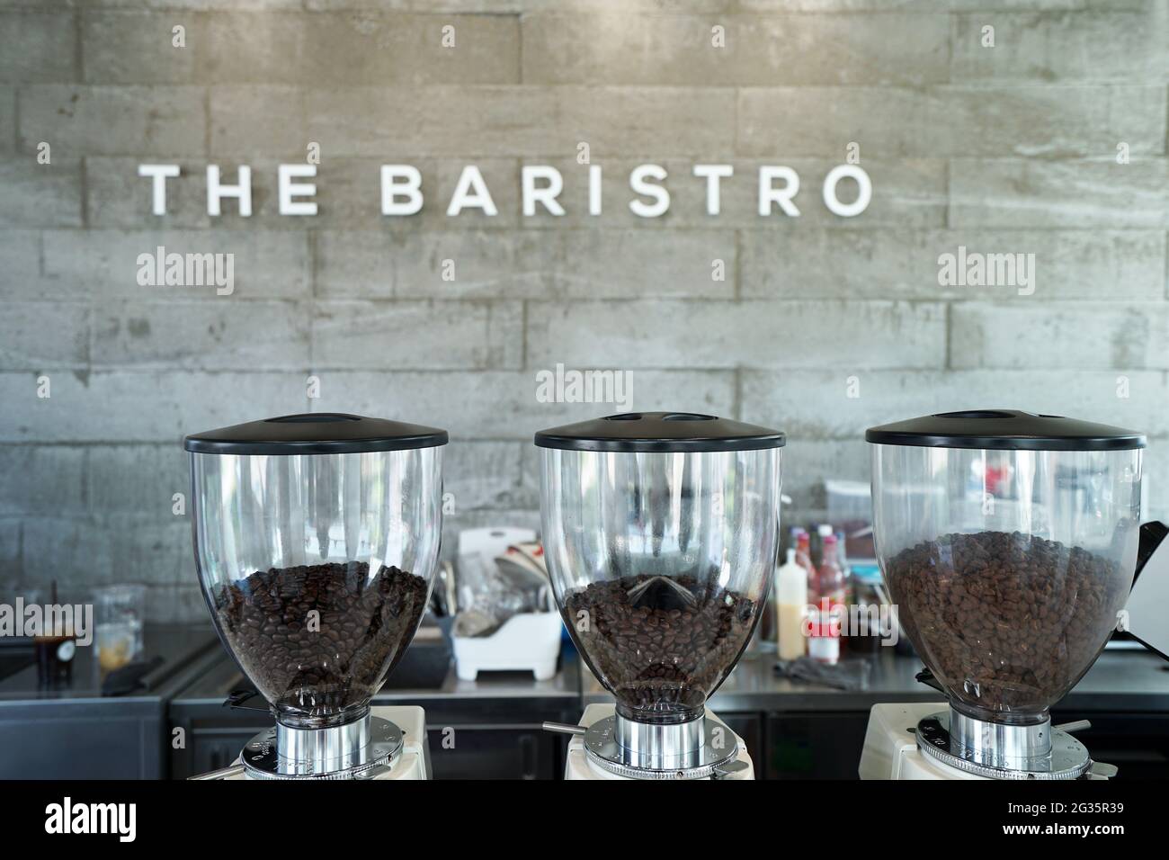 Interior design and decoration of coffee bar and bakery shop decorated in Industrial loft style