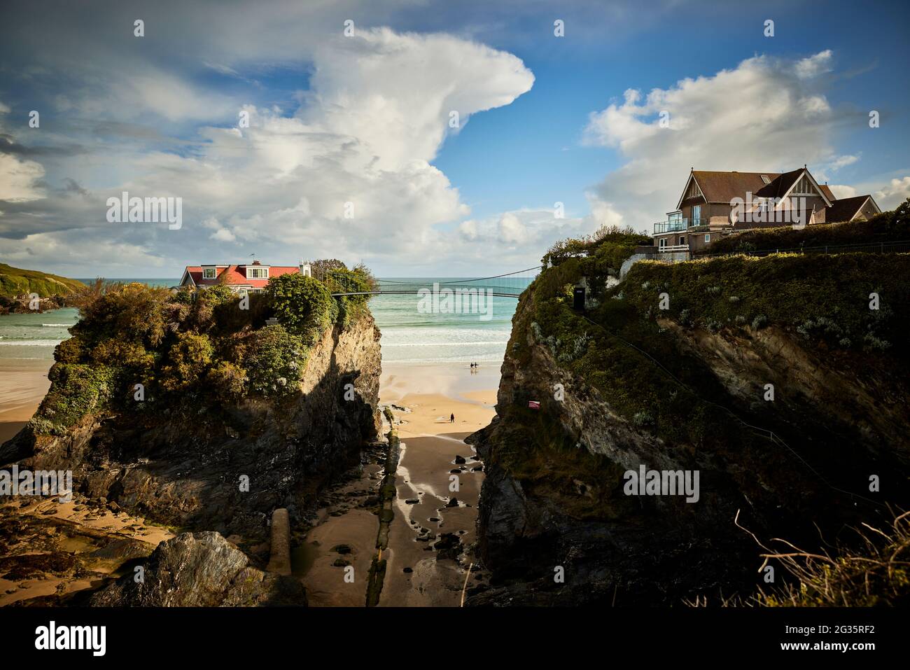 CORNISH costal town Newquay, Cornwall. Newquay Bay into Towan Beach and