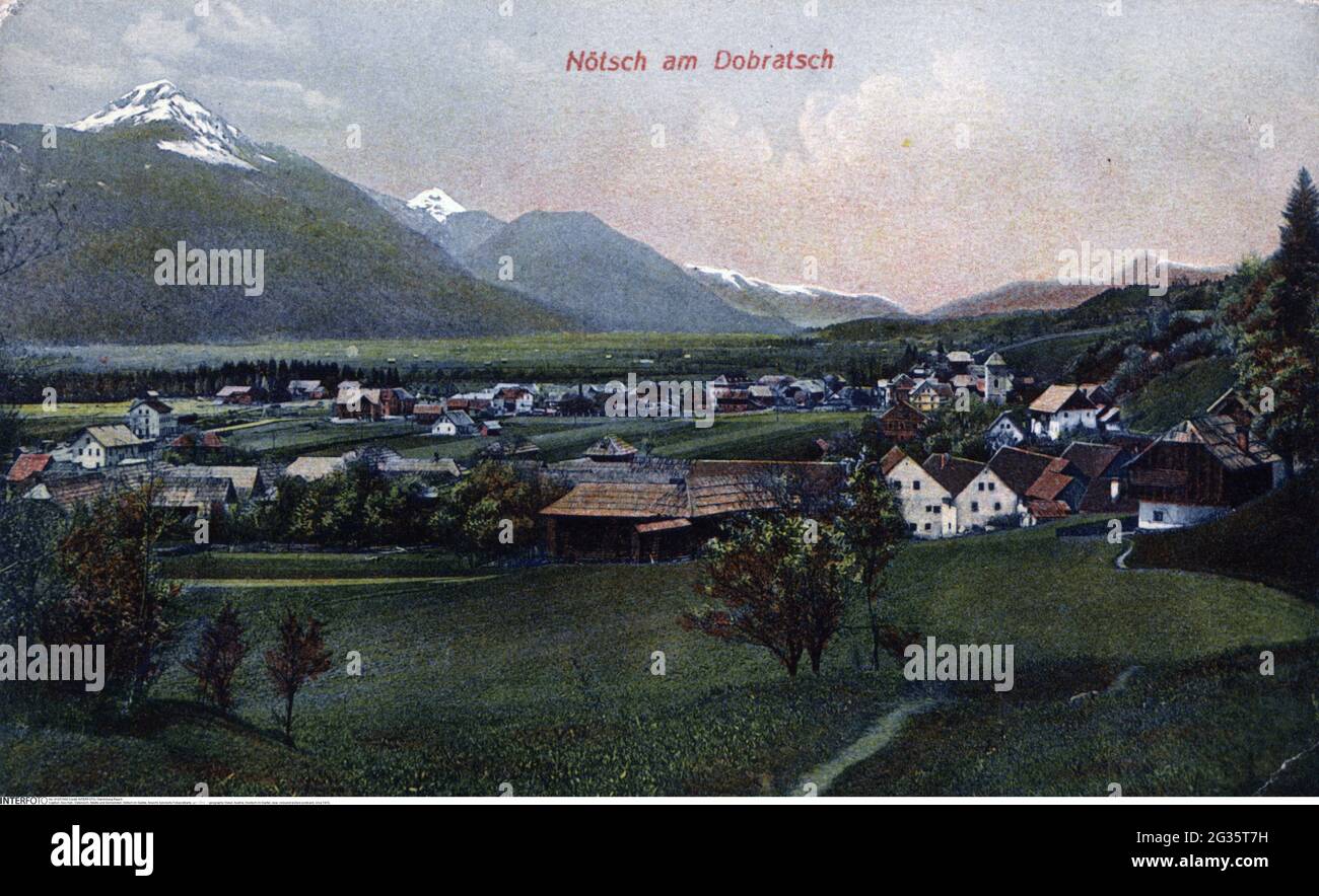 geography / travel, Austria, Noetsch im Gailtal, view, coloured picture postcard, circa 1910, ADDITIONAL-RIGHTS-CLEARANCE-INFO-NOT-AVAILABLE Stock Photo