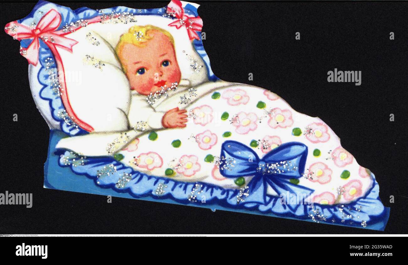 Kitsch Baby kitsch, glossy prints, baby in swaddle wrap, chromolithograph, 20th ...