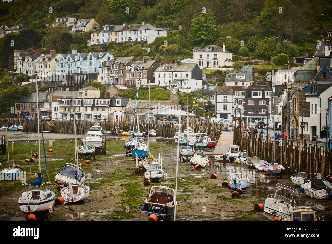 CORNISH fishing port Looe in Cornwall Looe East River into the harbour ...