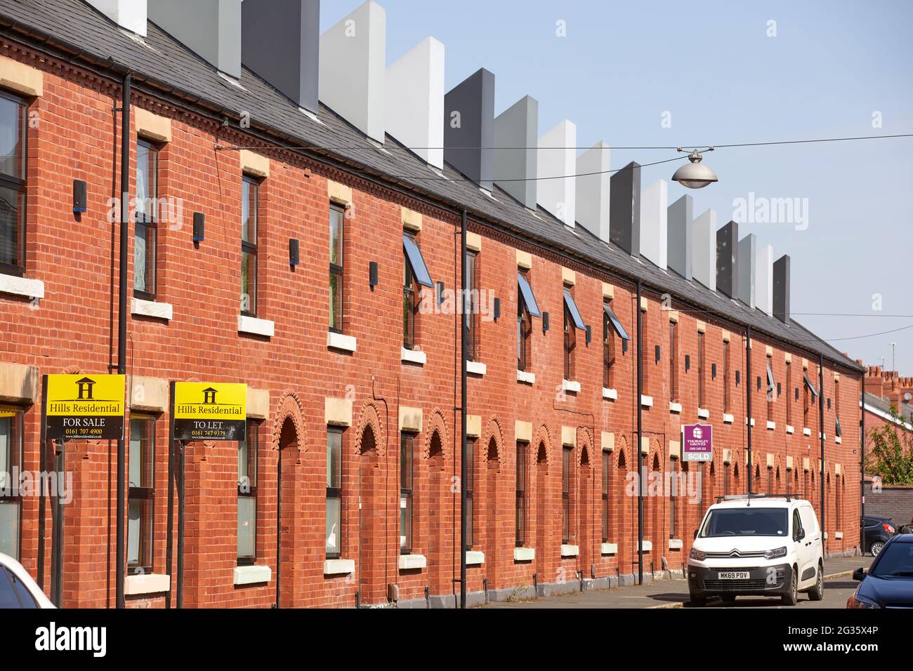 Chimney Pot Park terraced house upsidedown Langworthy Salford Stock