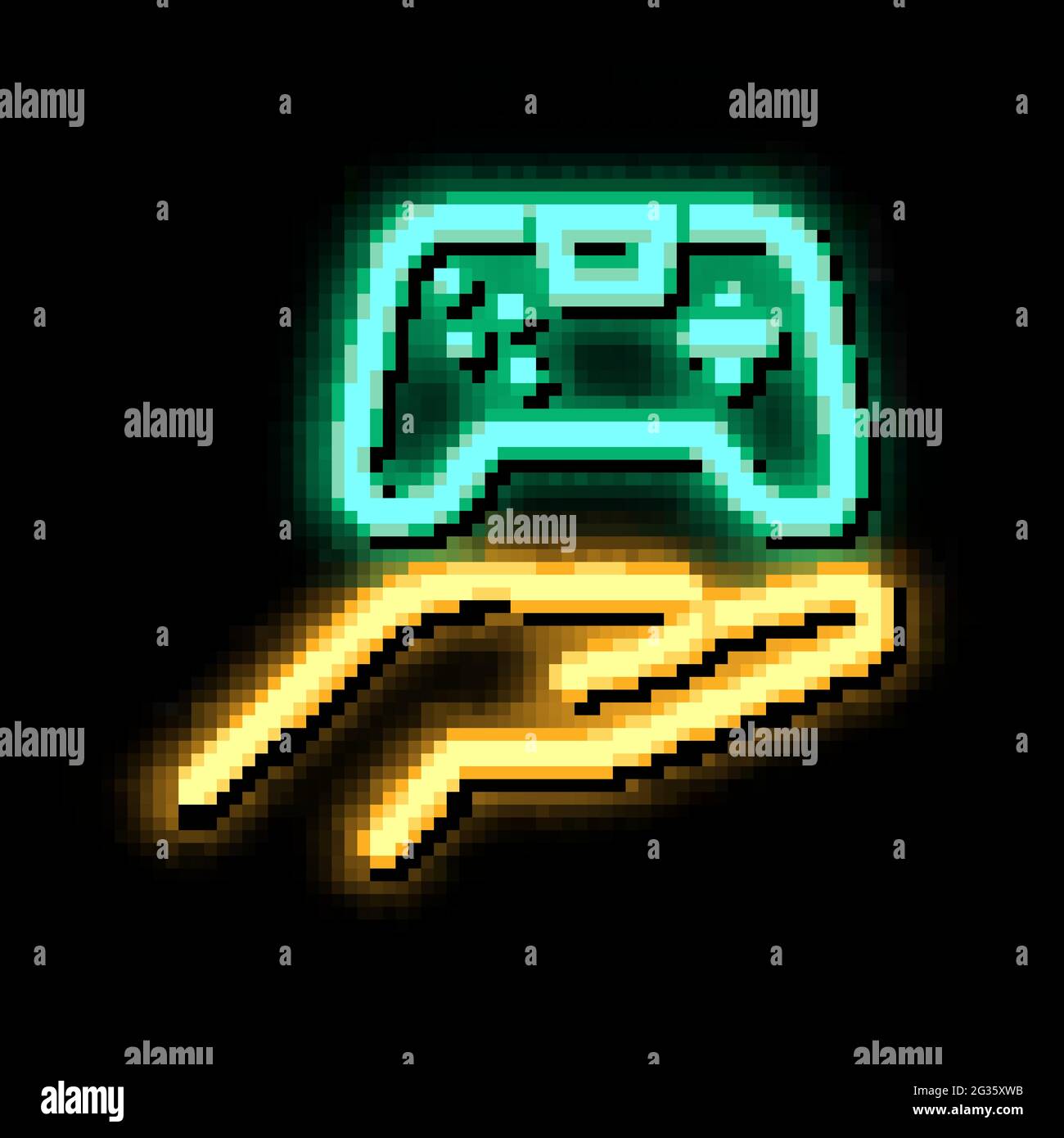 hand hold game joystick neon glow icon illustration Stock Vector Image ...