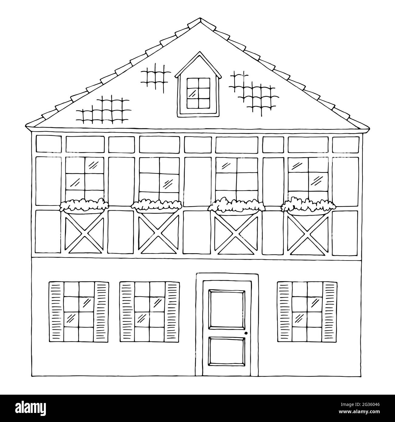 Black and white half timbered house Cut Out Stock Images & Pictures - Alamy