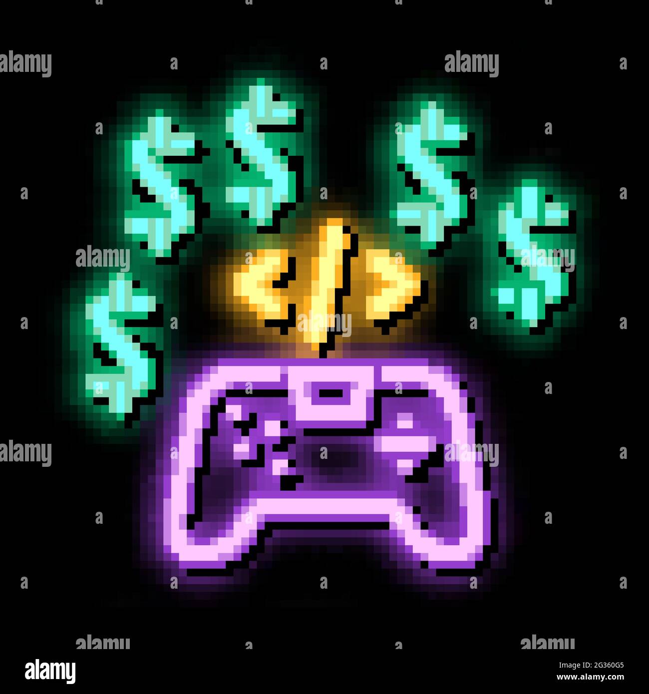 game coding and sell neon glow icon illustration Stock Vector Image ...
