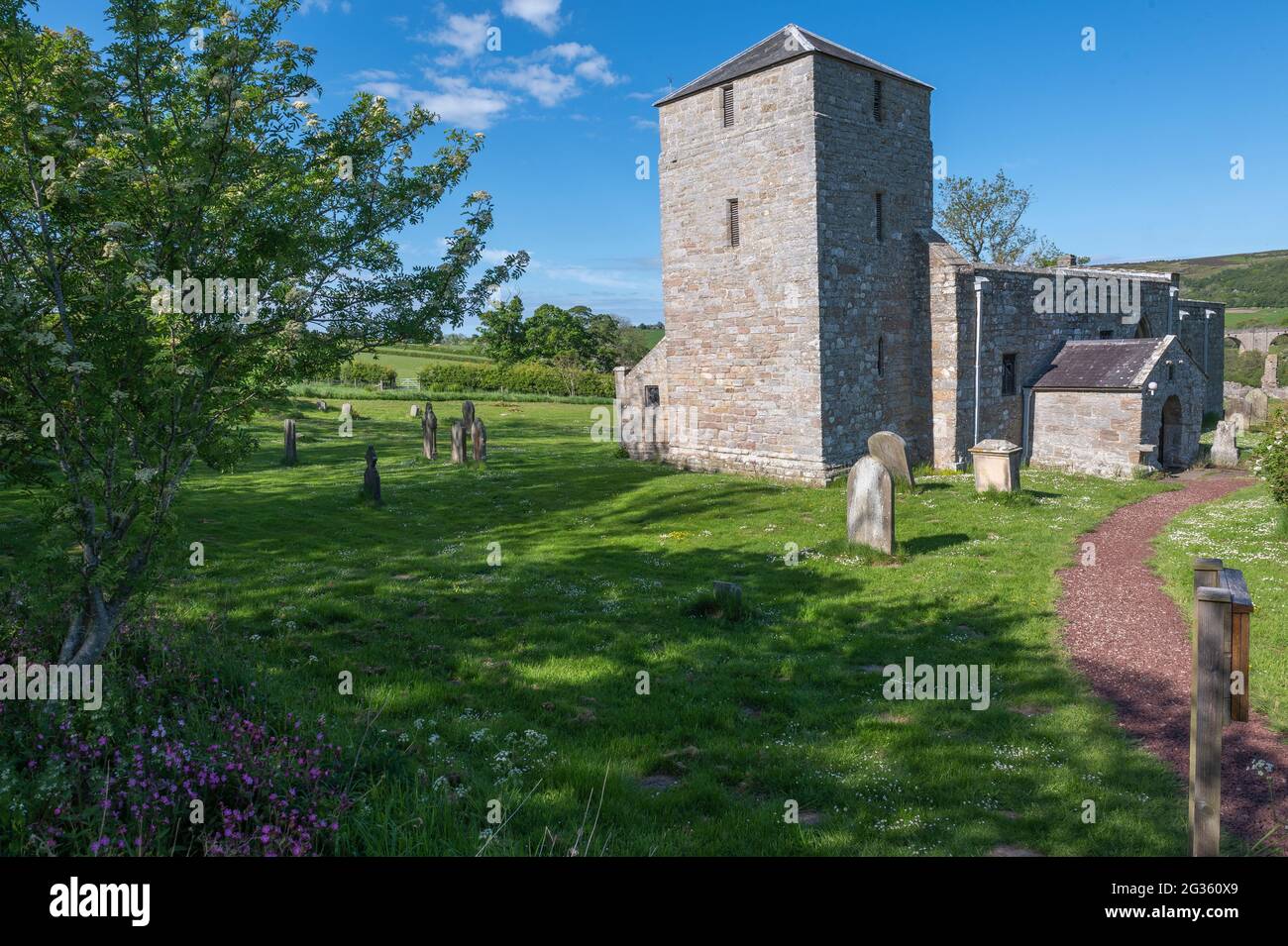 St John the Baptist mediaeval (11th century) church, Edlingham, Northumberland, UK Stock Photo