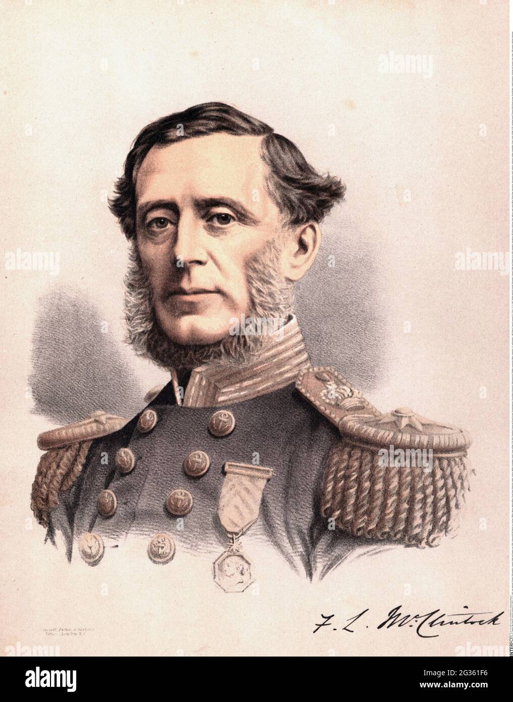 McClintock, Francis Leopold, 8.7.1819 - 17.11.1907, British admiral, portrait, lithograph, Cassell, ADDITIONAL-RIGHTS-CLEARANCE-INFO-NOT-AVAILABLE Stock Photo