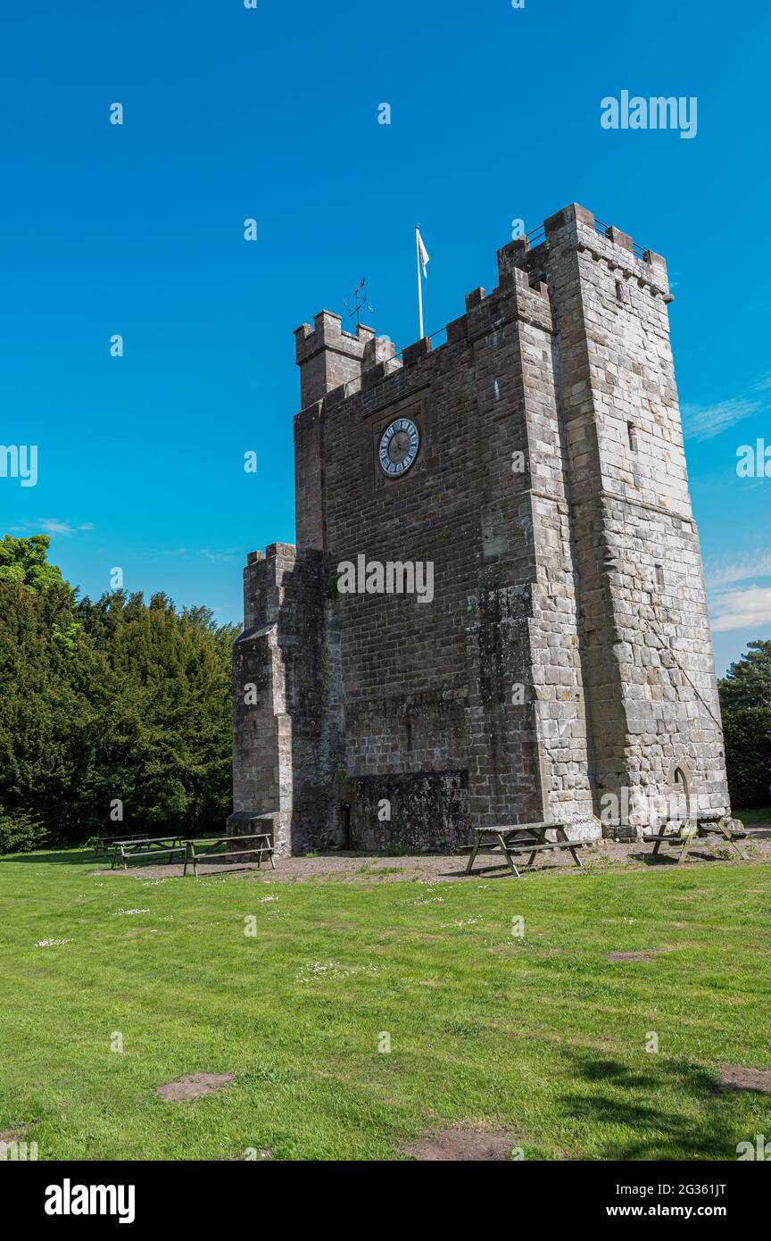 Preston Tower is a fourteenthcentury pele tower in Preston, Northumberland, England Stock Photo