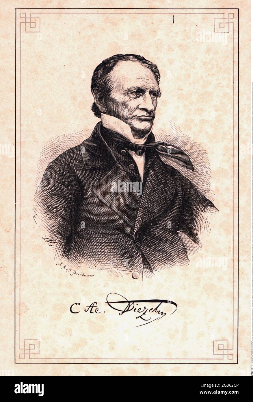 Diezel, Carl Emil, 8.12.1779 - 23.8.1860, German forest warden, musician and philosopher, half length, ARTIST'S COPYRIGHT HAS NOT TO BE CLEARED Stock Photo