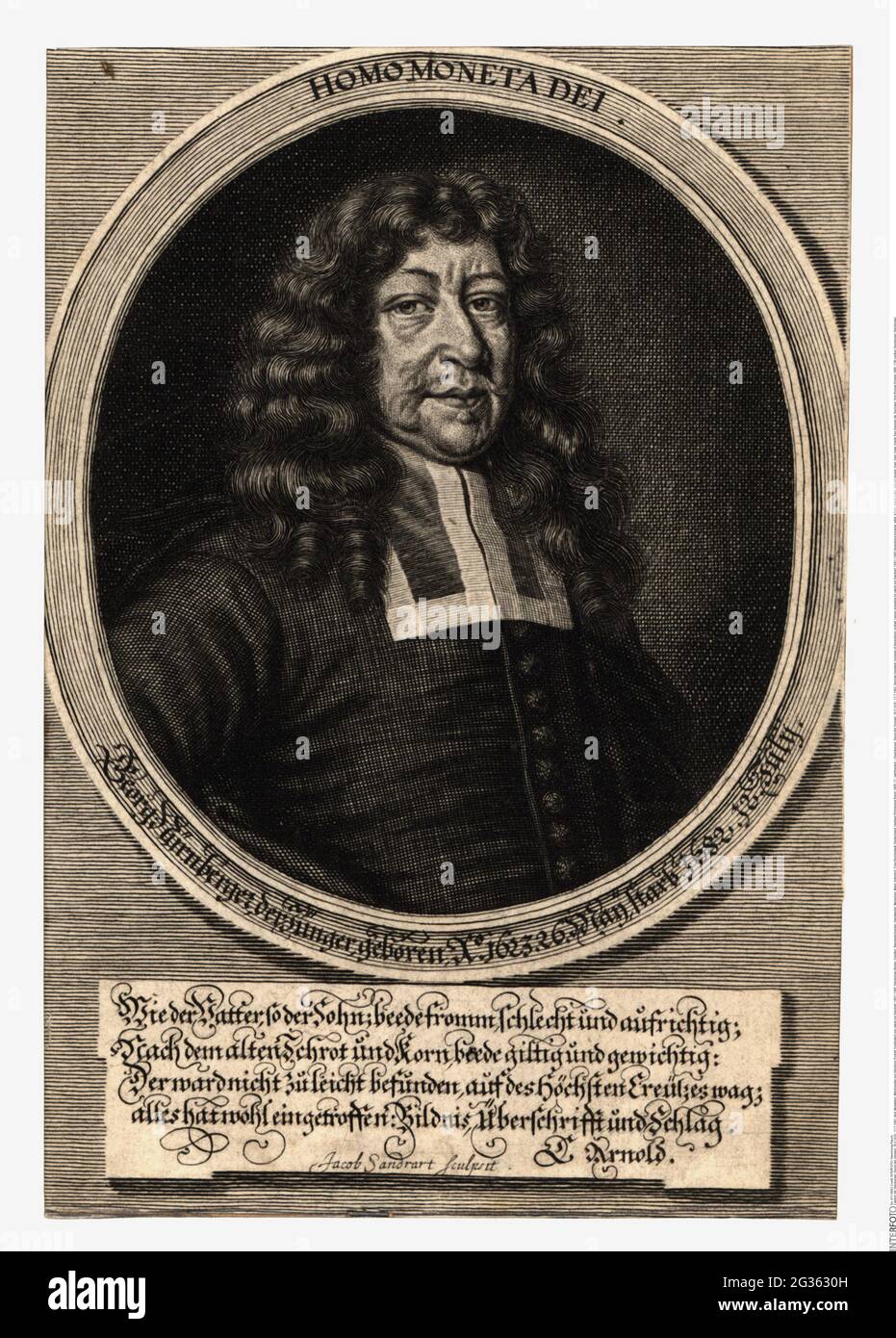 Nuernberger, Georg the Younger, 26.5.1626 - 12.7.1682, German medalist, moneyer of Nuremberg, portrait, ARTIST'S COPYRIGHT HAS NOT TO BE CLEARED Stock Photo