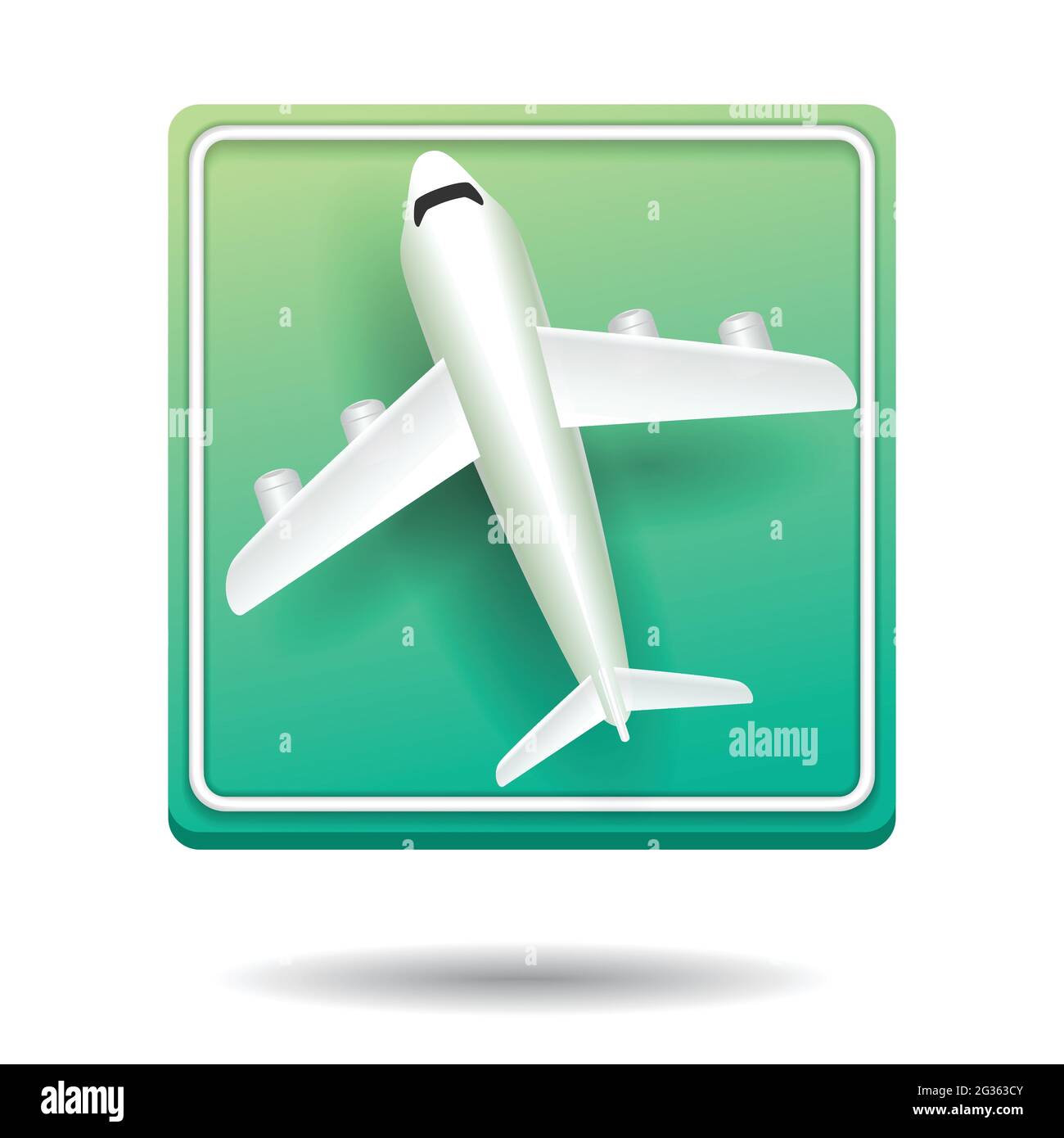 air plane traffic sign 3D rendering icon in front of green rectangle. vector illustration Stock Vector