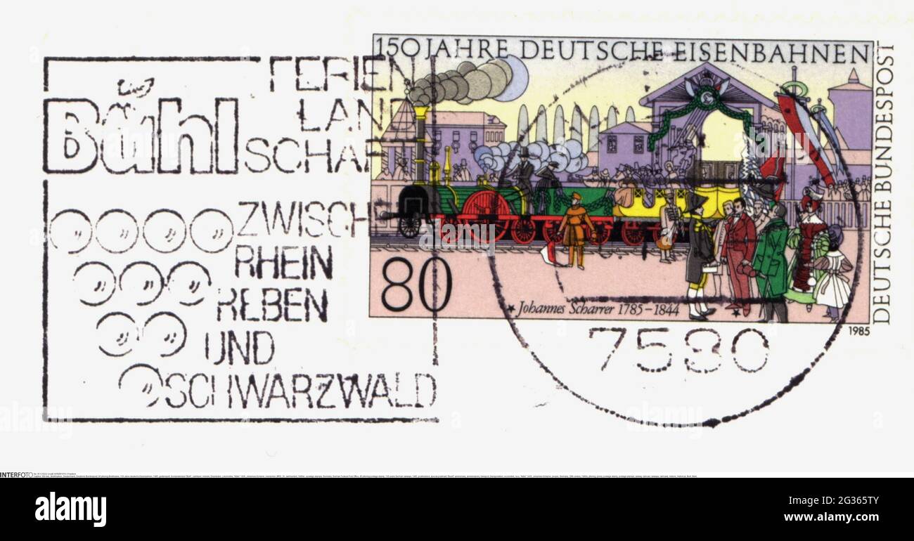 postage stamps, Germany, German Federal Post Office, 80 pfennig postage stamp, ADDITIONAL-RIGHTS-CLEARANCE-INFO-NOT-AVAILABLE Stock Photo