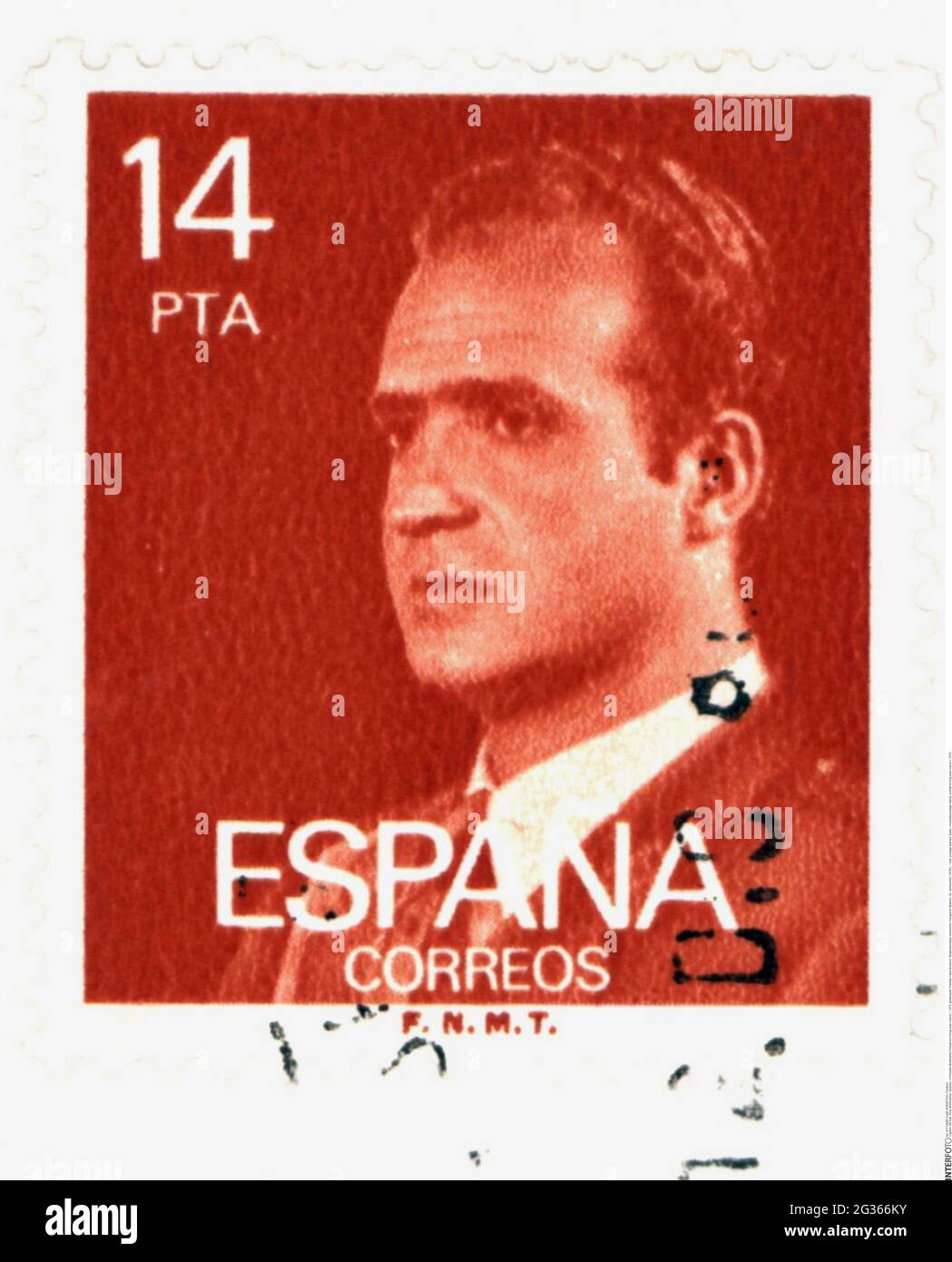mail, postage stamps, Spain, 14 peseta postage stamp, portrait of King Juan Carlos I, 1976, ADDITIONAL-RIGHTS-CLEARANCE-INFO-NOT-AVAILABLE Stock Photo