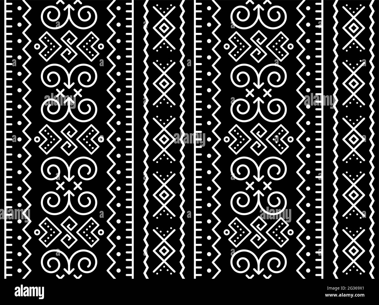Slovak tribal folk art vector vectical seamless geometric pattern, retro decor inspired by traditional painted houses from village Cicmany in Zilina r Stock Vector