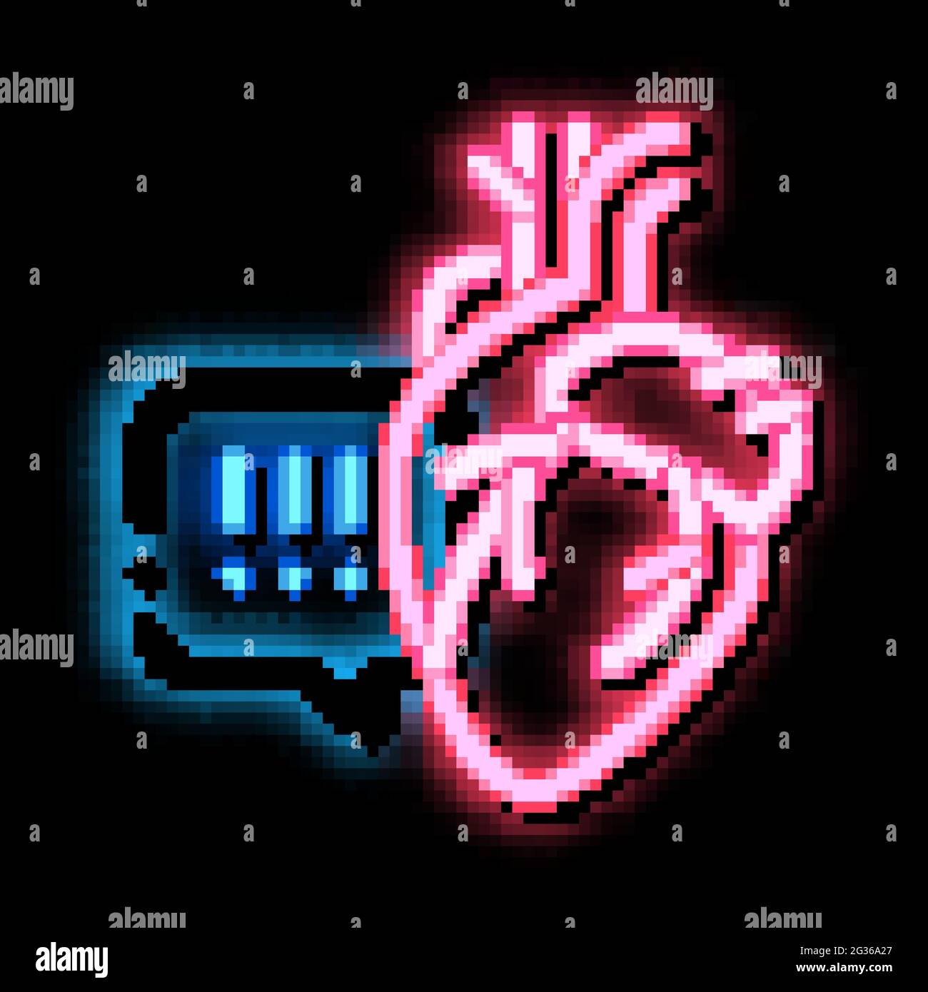 heart disease exclamation mark neon glow icon illustration Stock Vector ...