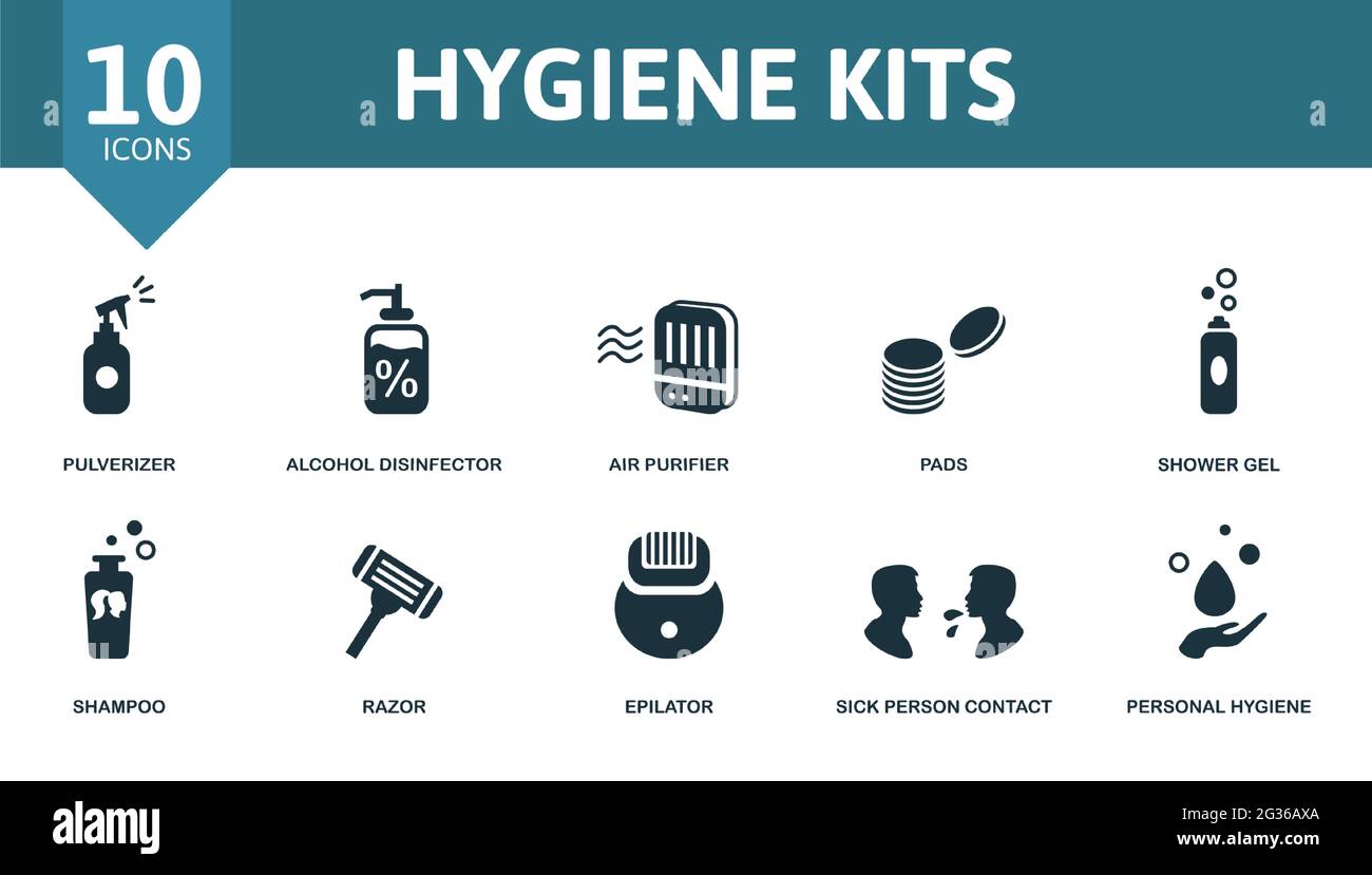 Hygiene Kits Icon Set. Contains Editable Icons Personal Hygiene Theme ...